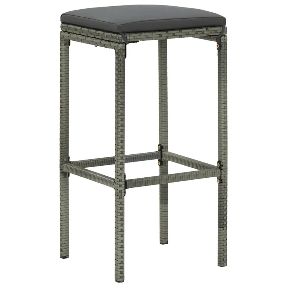 Nettoyant technique Lot de 3 tabourets de bar avec coussins anthracite et résine tressée gris et acier DEC029577