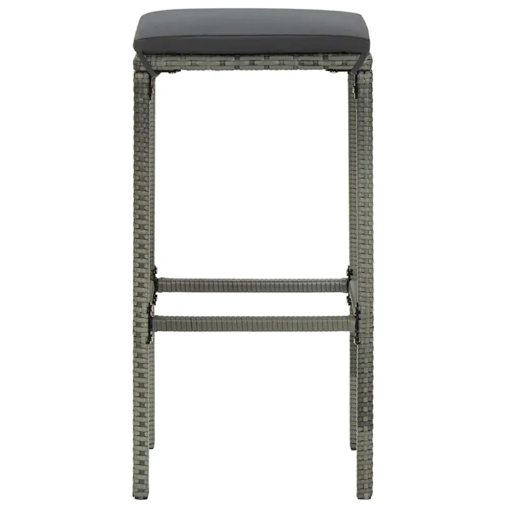 Nettoyant technique Lot de 3 tabourets de bar avec coussins anthracite et résine tressée gris et acier DEC029577