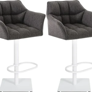 Nettoyant technique Lot de 2 tabourets de bar réglable en tissu gris assise enveloppante capitonnée avec base carrée en mé...