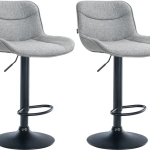 Professionnel Haute Résistance Lot de 2 tabourets de bar pivotant forme ergonomique surpiqûres décoratives en tissu gris c...