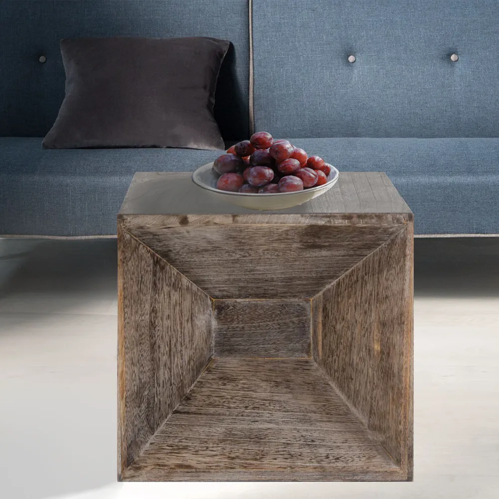 Professionnel Haute Résistance Tabouret table d'appoint cube table de chevet table basse en bois gris 38x40x40cm TABA06014