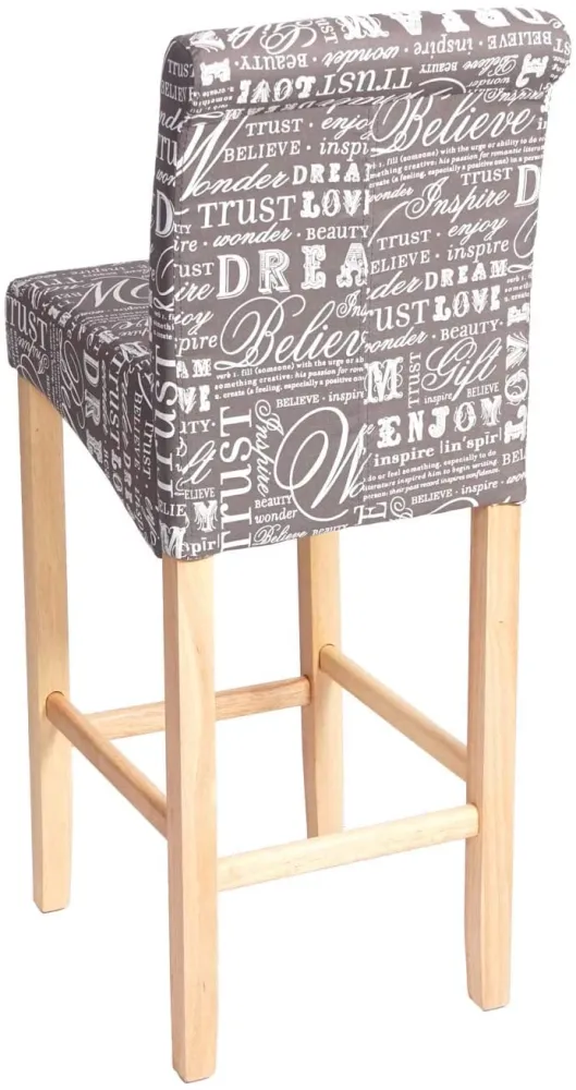 Protection de sol Lot de 2 tabourets de bar en tissu motif écriture gris pieds clairs avec repose pieds TDB04075