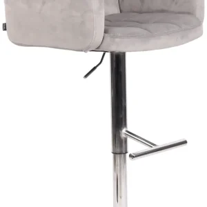 Protection de sol Tabouret de bar pivotant en velours gris et métal chromé avec accoudoirs repose-pieds et dossier TDB10647