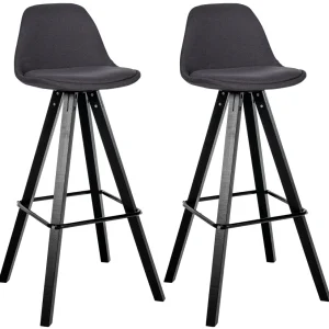 Rangement mural Lot de 2 tabourets de bar chaise haute repose-pieds style scandinave en tissu gris noir structure en bois...