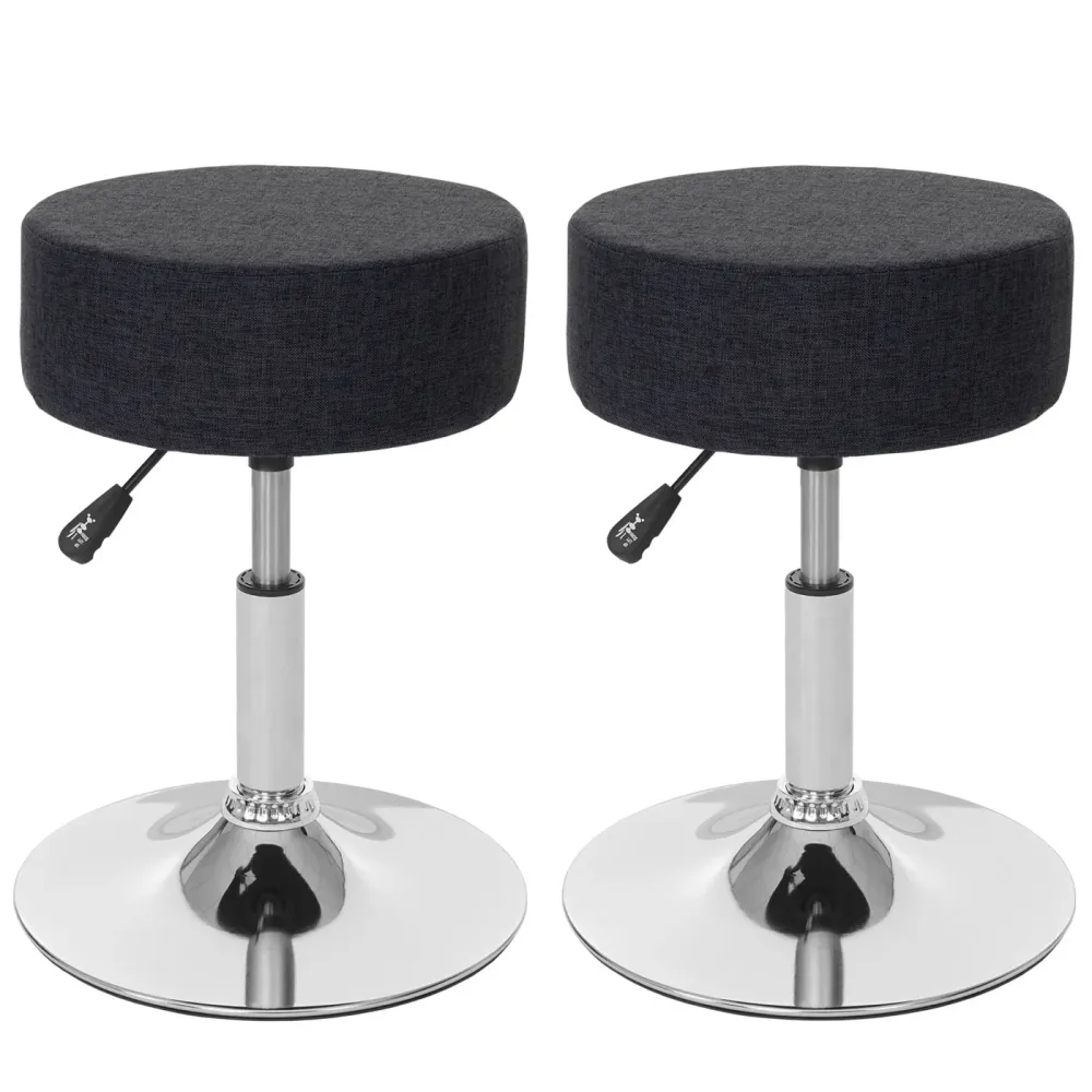 Set de 2 tabourets sièges polyvalent hauteur réglable pivotant Ø 35cm tissu gris sombre 04_0005217 avec poignée ergonomique