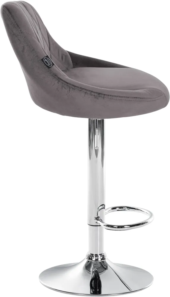Établi d'atelier Set de 2 tabourets de bar coutures décoratives losanges assise en velours gris et cadre en métal chromé T...