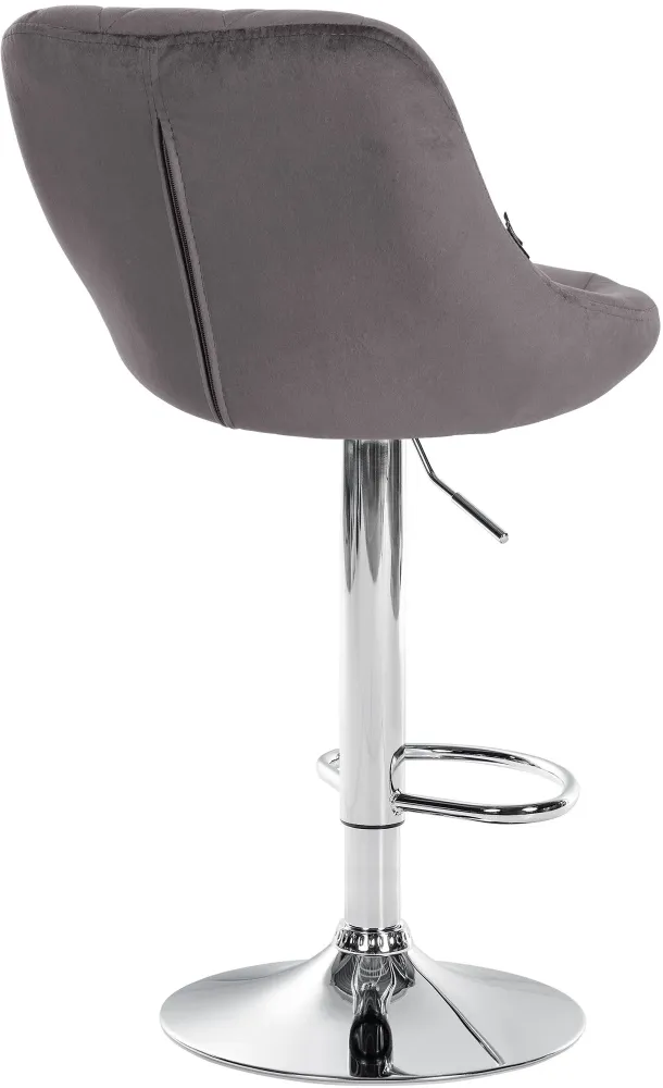 Établi d'atelier Set de 2 tabourets de bar coutures décoratives losanges assise en velours gris et cadre en métal chromé T...