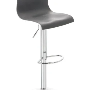 Tabouret de bar avec repose-pieds plastique gris piètement trompette 10_0001331 facile à monter