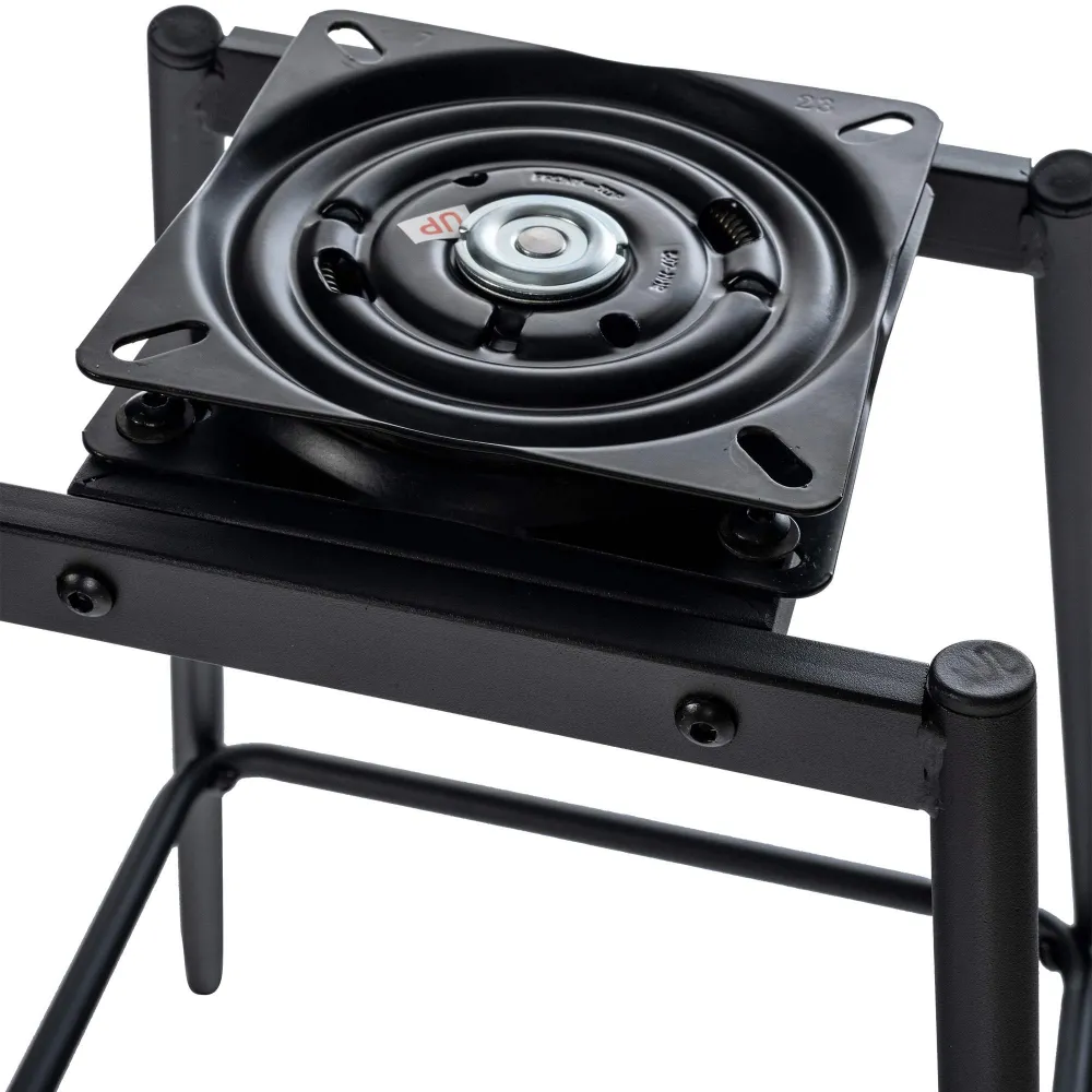 Tabouret de bar pivotant x1 avec repose-pieds revêtement en velours gris ténébreux piètement à quatre pieds en métal noir...