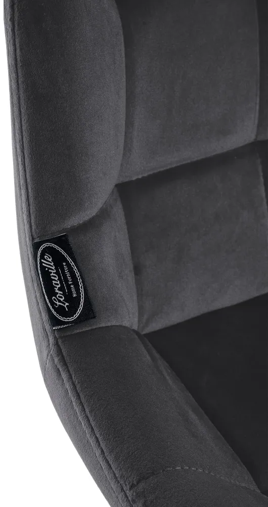 Tabouret de bar pivotant x1 avec repose-pieds revêtement en velours gris ténébreux piètement à quatre pieds en métal noir...