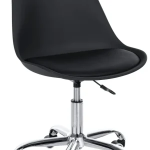 Tabouret de travail sur roulettes hauteur réglable en plastique noir et métal 10_0006965 en acier renforcé