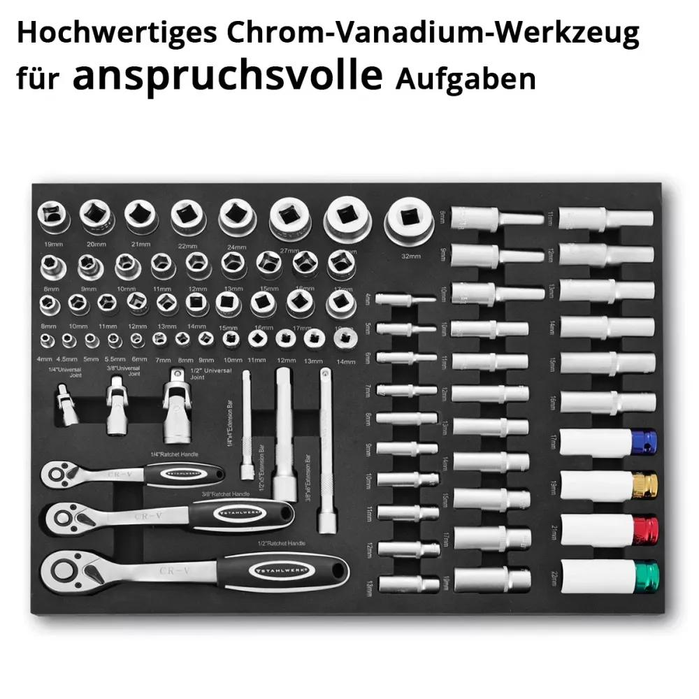 Corrige de douille professionnelle de 80 parties en acier ensemble dans un insert de voiture d'atelier | Outil CRV de haut...