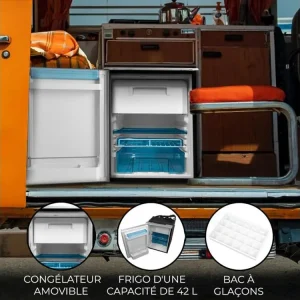 Frigo à Compression 46.5L Camping-Car – Argenté pour habitacle camping-car