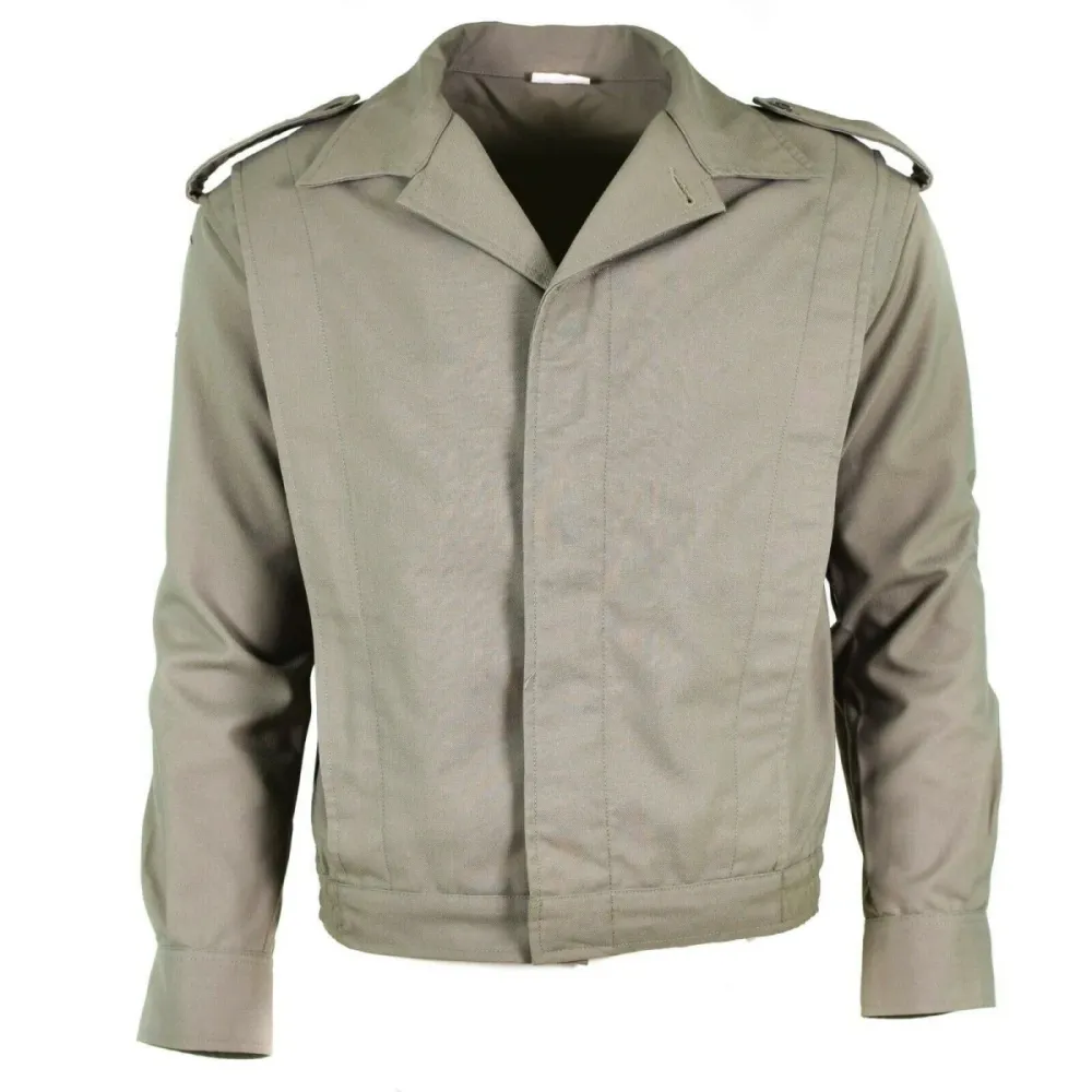 Veste intemporel militaire française originale plissée à ourlet élastiqué Gris