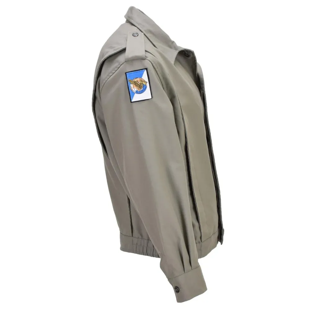 Veste intemporel militaire française originale plissée à ourlet élastiqué Gris