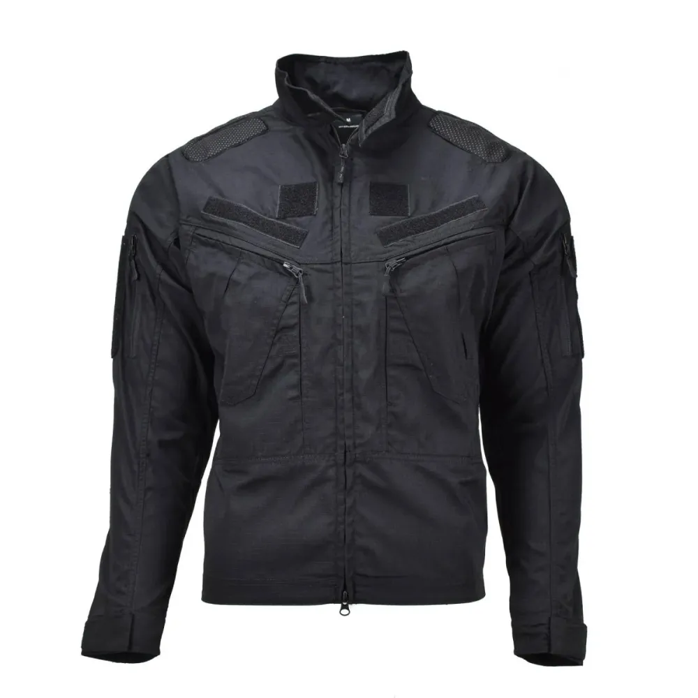 Filet de sécurité Veste chimère noire de style militaire de marque Mil-Tec, chemises militaires à coupe étroite en ripstop