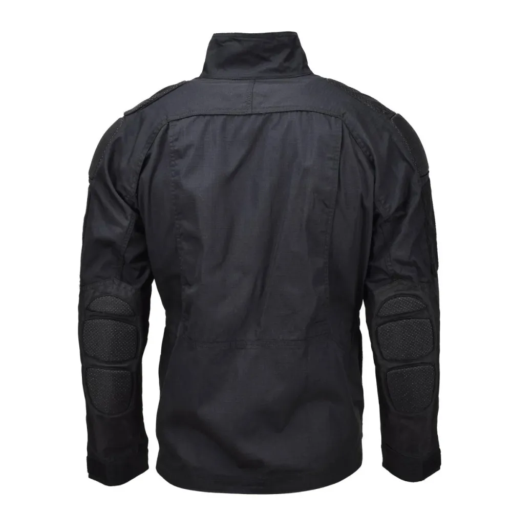 Filet de sécurité Veste chimère noire de style militaire de marque Mil-Tec, chemises militaires à coupe étroite en ripstop