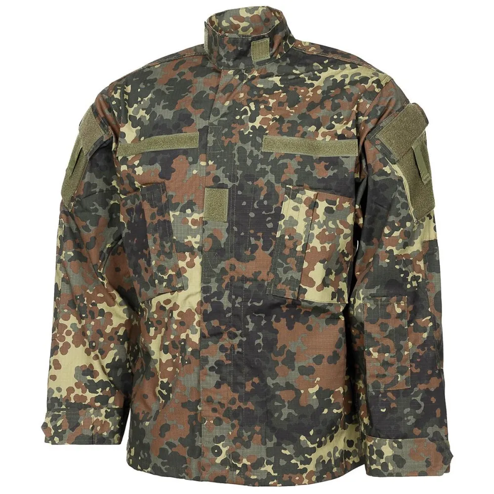 Filet de sécurité Veste de style militaire américain de marque MFH, uniforme de terrain, camouflage flecktarn, ripstop, NEUF