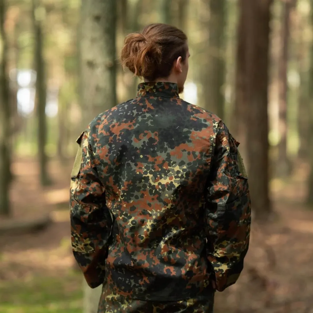 Filet de sécurité Veste de style militaire américain de marque MFH, uniforme de terrain, camouflage flecktarn, ripstop, NEUF