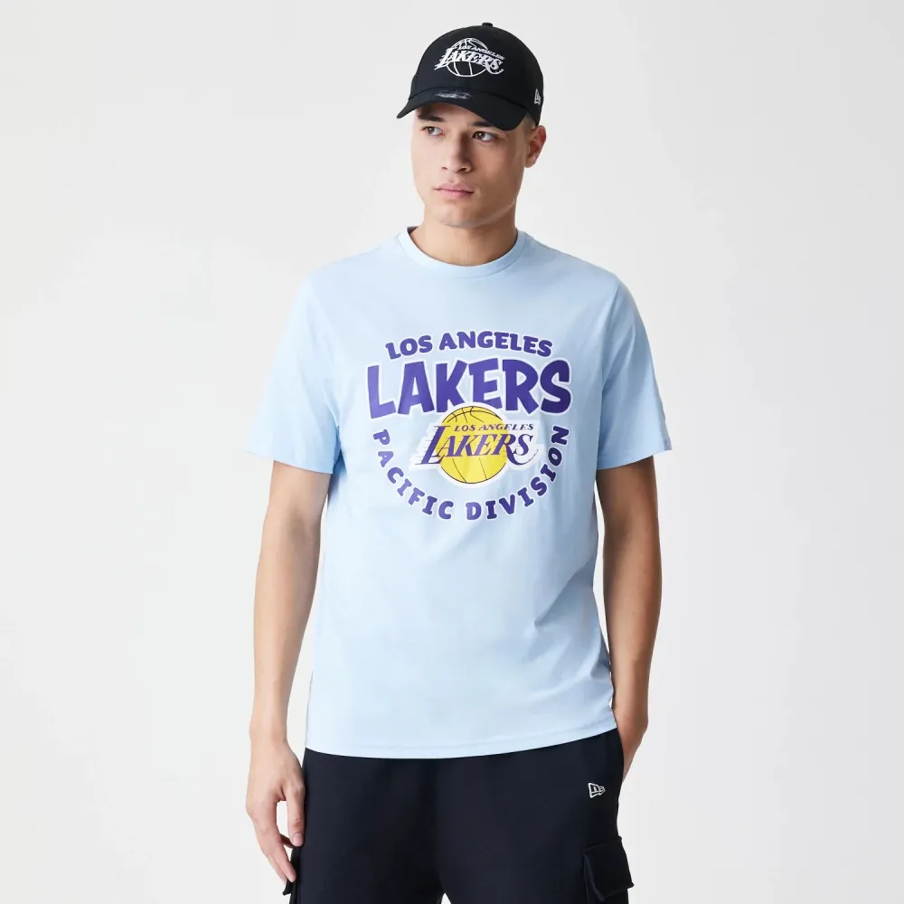 T-Shirt LA Lakers NBA Bubble Wordmark Bleu Pastel avec Système de verrouillage Xs
