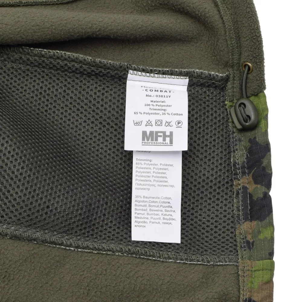 Veste tactique MFH Zips YKK Ripstop Vents Manches réglables M05 Camouflage finlandais pour Motoneige